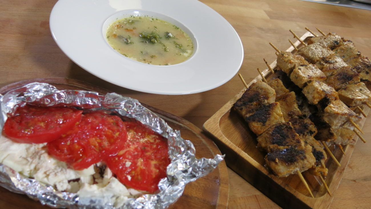 Magirica supa, legir, suvlaki, grčka salata
